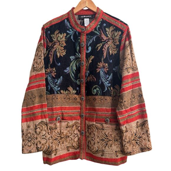 Sag Harbor Tapestry Jacket sz 14 Art to Wear Eclectic Boho Unique Patchwork - Picture 1 of 8